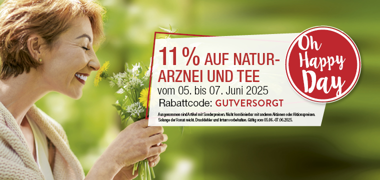 Oh Happy Day bei VITALIA Reformhaus - 11 % auf Naturarznei und Tee
