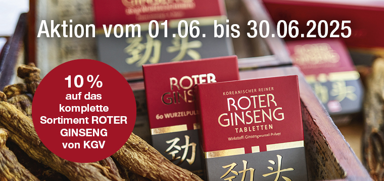 10 % Rabatt auf Roter Ginseng von Korea Ginseng KGV - Im Juni bei VITALIA sparen!