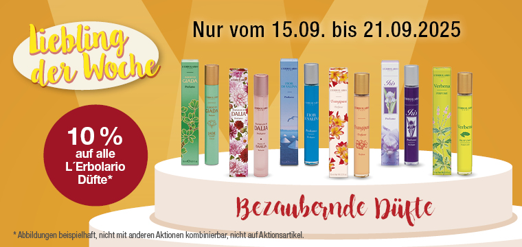 Aktion bei VITALIA - Liebling der Woche spare 10% Rabatt auf Düfte von L Erbolario