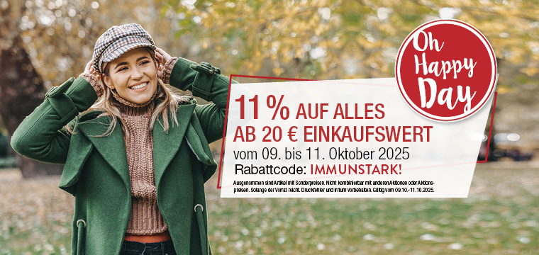 Aktion bei VITALIA Refromhaus - Oh Happy Day mit 11% Rabatt auf Alles ab 20€ Einkaufswert