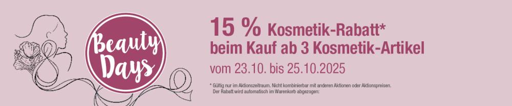 VITALIA Aktion - Beauty Day´s mit 15% Rabatt auf Kosmetik beim Kauf ab 3 Kosmetikartikel