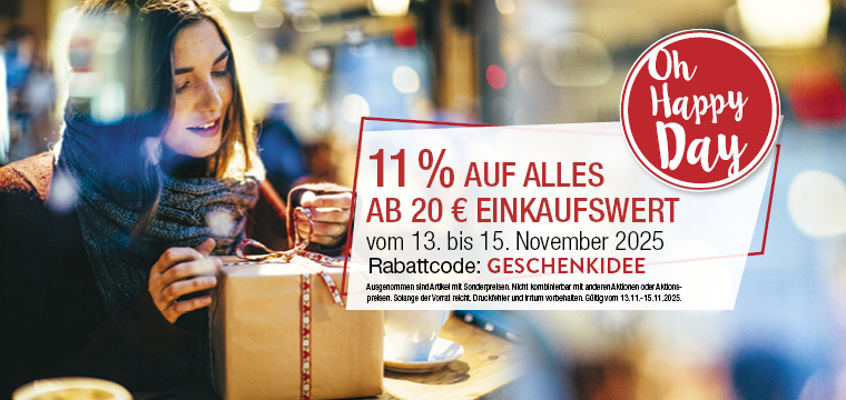 Happy Day Aktion mit 11% Rabatt auf Alles! Exklusiv bei VITALIA Reformhaus