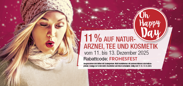 VITALIA Aktion - Oh Happy Day mit 11% Rabatt auf Naturarznei, tee und Kosmetik!