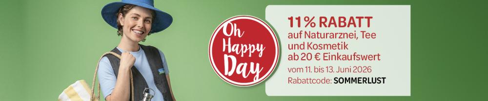 Oh Happy Day - 11% Rabatt auf Naturarznei, Tee und Kosmetik ab 20€ Einkaufswert