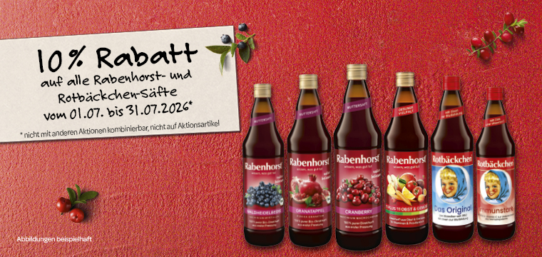 10% Rabatt auf Säfte von Rabenhorst und Rotbäckchen