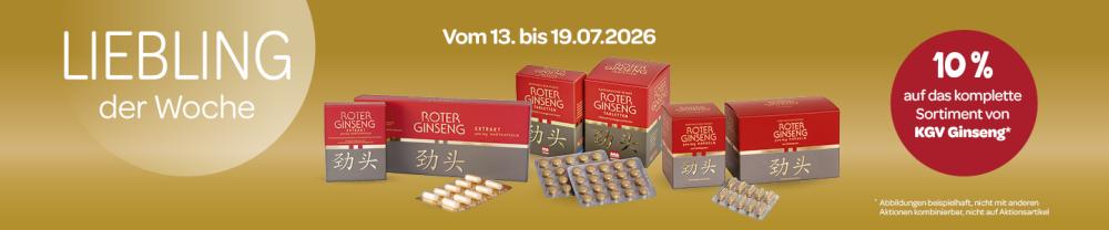 Liebling der Woche 10% Rabatt auf Roter Ginseng von KGV