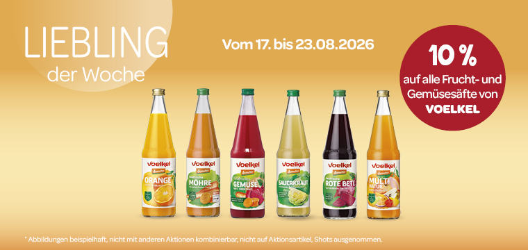 Liebling der Woche 10% Rabatt auf Säfte von Voelkel