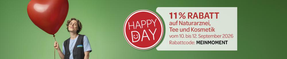 Happy Day mit 11% Rabatt auf Naturarznei, Tee und Kosmetik