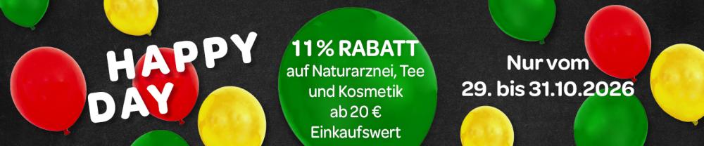 Happy Day mit 11% Rabatt auf Kosmetik, Naturarznei und Tee
