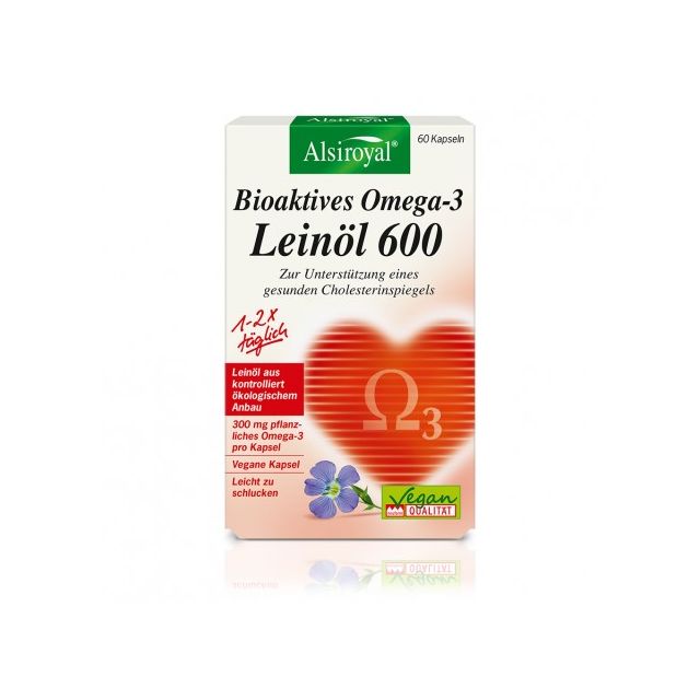 Alsiroyal Bioaktives Omega-3 Leinöl 600 60 Kapseln