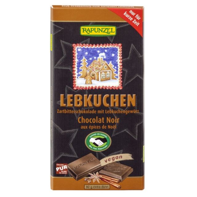 Rapunzel Bio Zartbitterschokolade mit Lebkuchengewürz 80 g