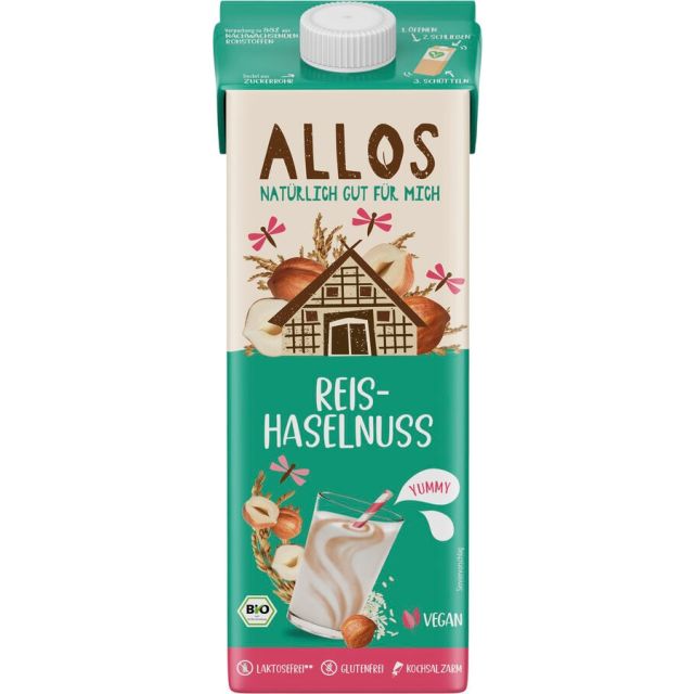 Allos Reis Haselnuss Drink ungesüßt 1l