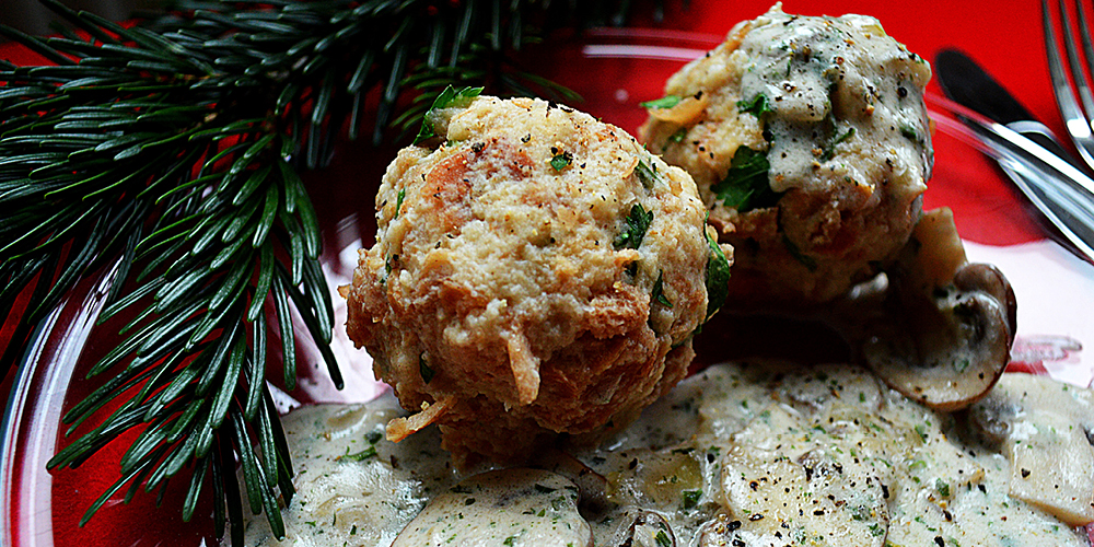 VITALIA Rezept Banner Semmelknödel mit Rahm-Champignons