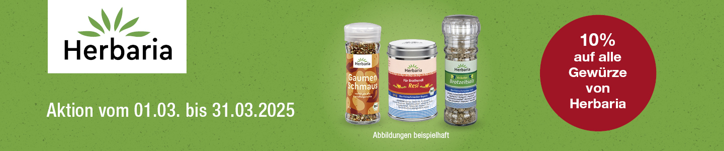 10% Rabatt auf Gewürze von Herbaria - jetzt bei VITALIA Reformhaus